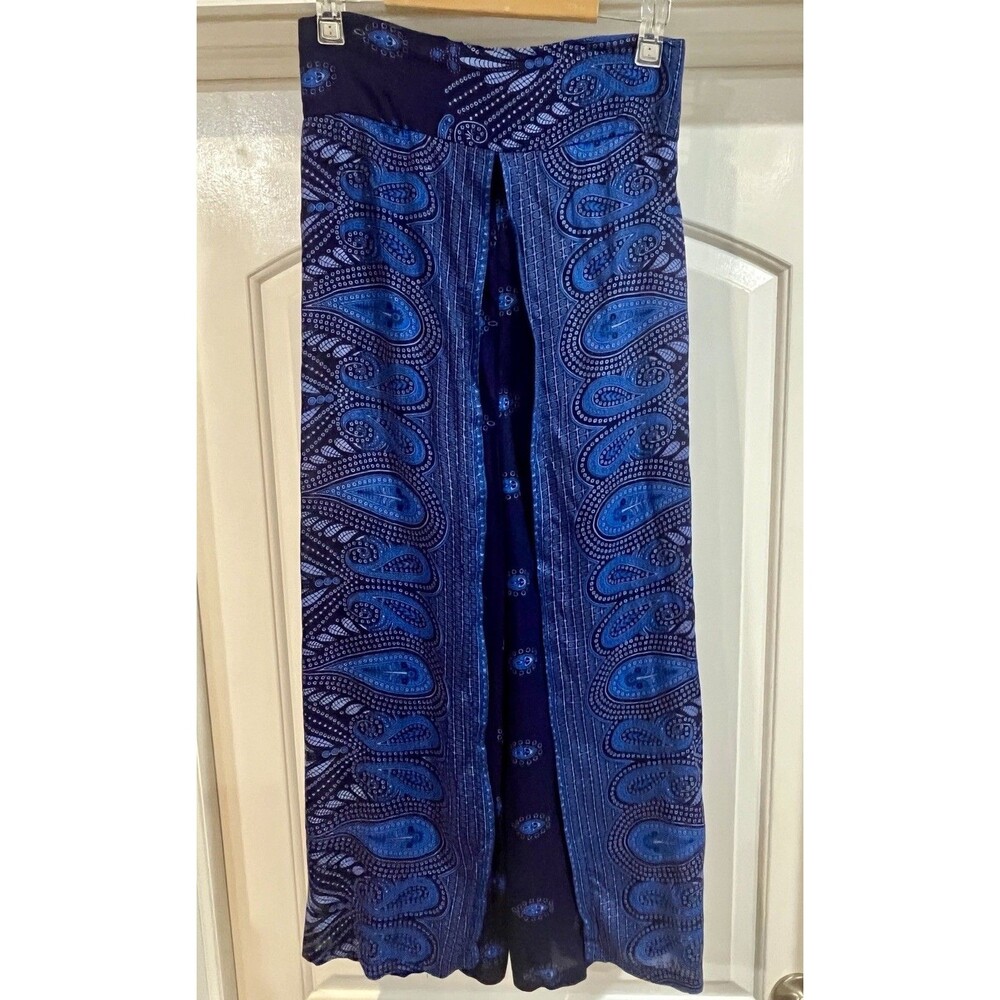 Vintage Peacock Palazzo Wrap Pants Thailand Hippie Boho Beachy Resort Spa